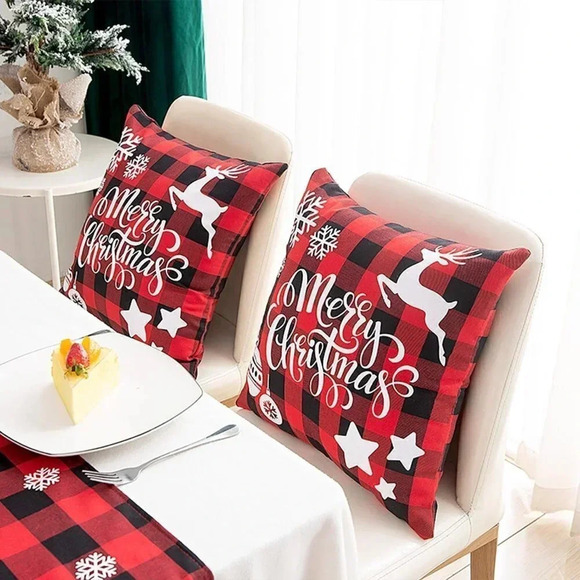 18x18  inch Christmas Decorations Tree Reindeer Pillow Cushion Covers for Sofa - Picture 4 of 7